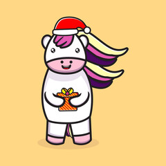 unicorn mascot design on christmas day vector eps 10