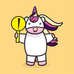 unicorn mascot design with commemorative sign vector eps 10