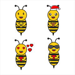 cute bee mascot collection designs vector eps 10