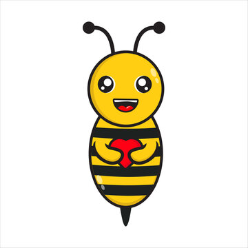 cute bee mascot with love vector design eps 10 on white background