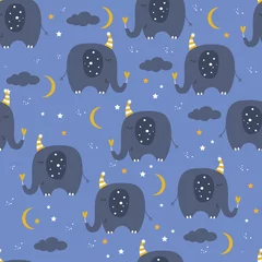 Printed kitchen splashbacks Elephant Cute seamless pattern with funny sleeping elephants
