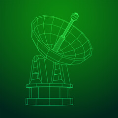 Radar. Directional radio antenna with satellite dish