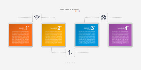 Vector Infographic design template with icons and 4 options or steps. Can be used for process diagram, presentations, workflow layout, banner, flow chart, info graph. Vector Illustration.