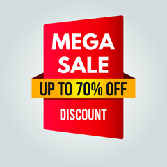 Mega Sale banner design template. Up to 70% off. Eps10 vector illustration.