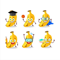 School student of banana cartoon character with various expressions
