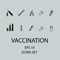 Popular in 2021 pandemic vaccination isolated icons set 