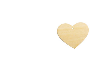 Template of a wooden heart with a slot for a pendant on a white background, isolate. Mock up for Invitation, Valentine's day, Business Card