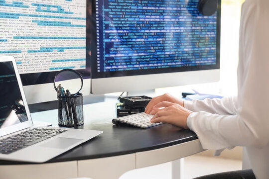 Female programmer working in office