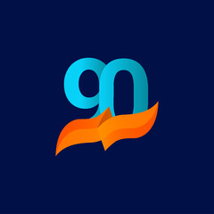 90 Years Anniversary Celebration Number Vector Template Design Illustration