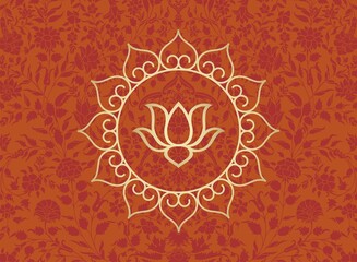 water lily, wedding card design, royal India	