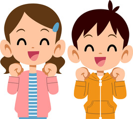 希望を持つ笑顔の男の子と女の子
