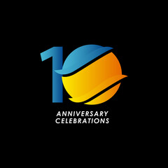 Fototapeta na wymiar 10 Years Anniversary Celebration Number Vector Template Design Illustration