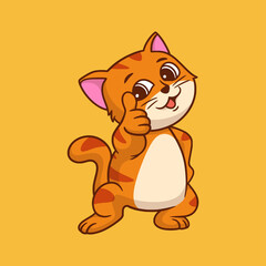 cartoon animal design cat thumbs up pose cute mascot logo