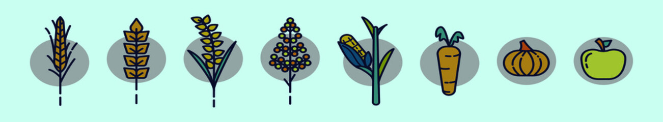 set of plants cartoon icon design template with various models. vector illustration isolated on blue background