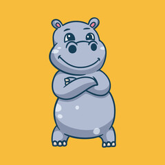Fototapeta na wymiar cartoon animal design cool hippo cute mascot logo