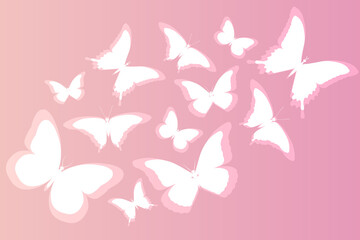 Background with 4  kinds of abstract butterflies. Vector illustration