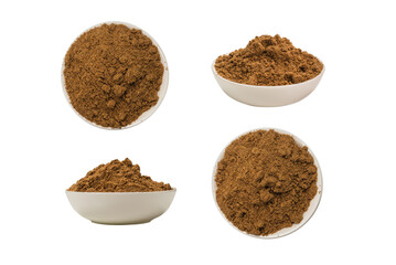 Mix spices in a bowl isolated on white.