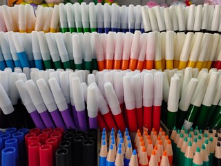 colored markers on display