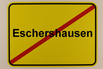 Illustration eines Stadtausgangsschildes der Stadt Eschershausen