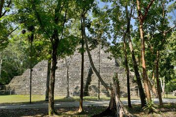 Yaxha, Guatemala, Central America: Pyramid at archaeological site