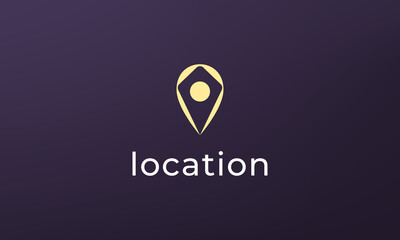 Simple pin position logo. abstract destination location icon, route direction symbol design