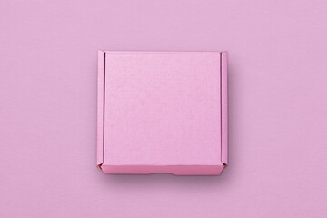 Pink carton cardboard box mock up, top view