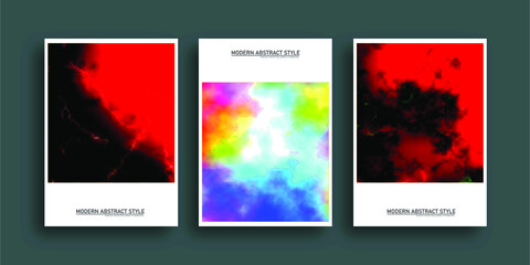 Beautiful colorful abstract pictures in white frame three pictures room decoration idea art style wall design.
