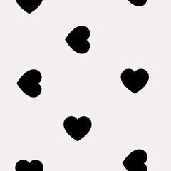 Seamless Pattern Black Hearts on neutral background