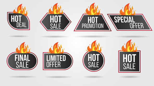 Hot Sale Fire Burn template banner concept design collection set, Big sale special offer.End of season special offer banner shop now.Can be used for poster ,flyer and banner.