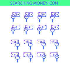 Searching money icon set, vector eps 10
