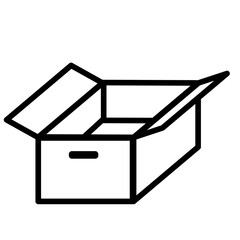 開いた段ボール箱のアイコンイラスト