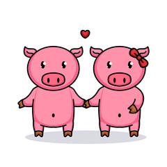 Obraz na płótnie Canvas Cut pig in love valentine's Day