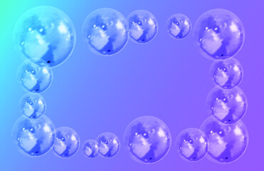 Vector Abstract Bubble Background, Light Blue Color Gradient, Aqua Backdrop, 3D Bubbles.
