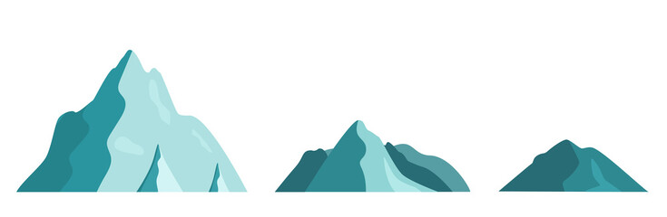 Set icon mountain landscape. Isolated on a white background. Silhouettes of mountains in flat style. Vector illustration.