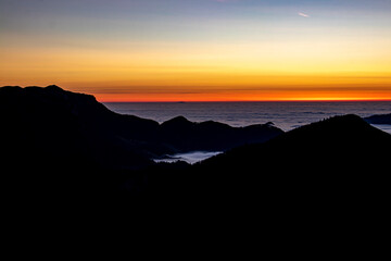 Sea of clouds in the valley, morning