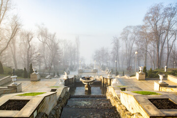 A beautiful foggy winter morning in Chisinau Moldova.