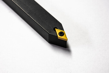Coated carbide cutting tools for lathe use. Turning cutter with mechanical fastening. Equipment for...