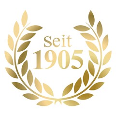 Obraz premium Jahr 1905 Goldlorbeer Kranz Vektor auf einem weißen Hintergrund