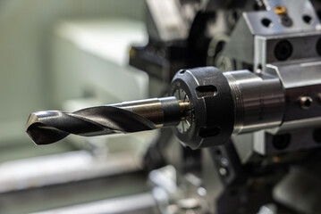 Cnc machine. The CNC lathe machine or Turning machine. Turning numerical control machine with tools and chuck.