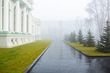 A beautiful foggy winter morning in Chisinau Moldova.