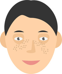 Human face with freckles short hair vector graphic clipart illustration or icon isolated