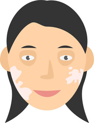 Human face with pigment birthmark long hair vector graphic clipart illustration or icon isolated