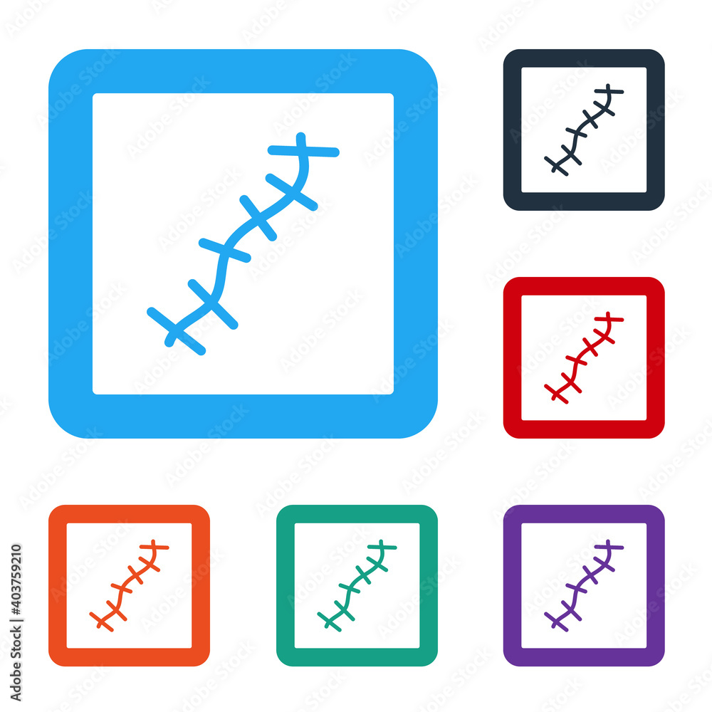 Poster white scar with suture icon isolated on white background. set icons in color square buttons. vector.