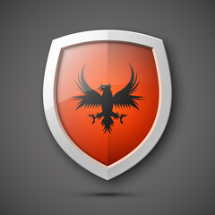 Protection shield concept Coat of arms. Safety badge icon. Privacy banner. Security label. Defense tag. Presentation sticker shape. Defense sign illustration