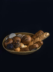 Various type of bread in the bread basket