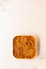 Homemade instant japanese curry roux on a white background