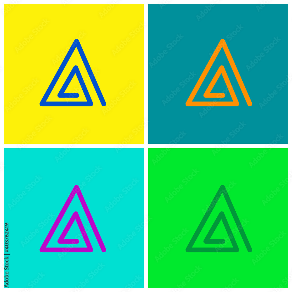 Poster multi colored set of triangular icons stylized as a spiral