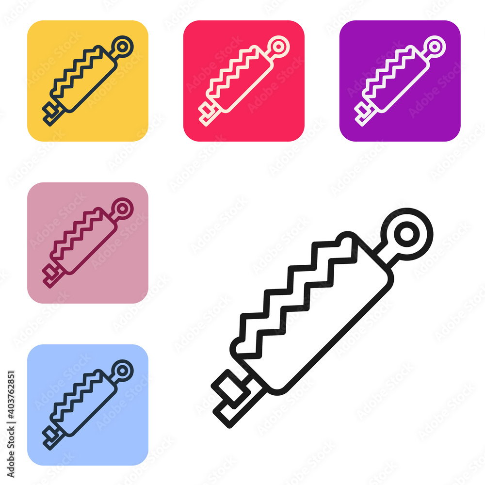 Poster black line trap hunting icon isolated on white background. set icons in color square buttons. vector