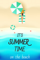 It's Summer Time with Woman are sunbathing on the beach vector illustration