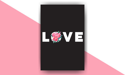 Typography T-shirt design Love with Flowers print stamp